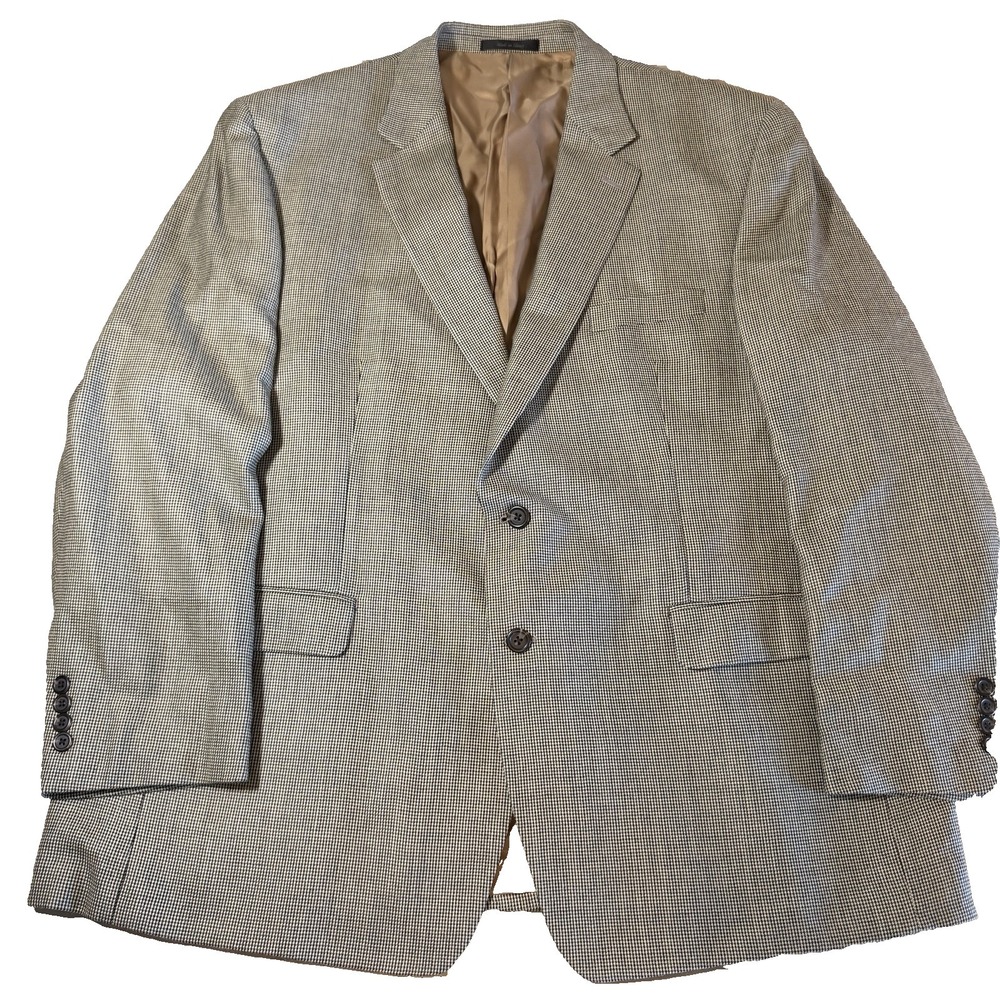 Chaps by Ralph Lauren 50R Silk Wool Blend Mens Checked Sport Coat Jacket Blazer